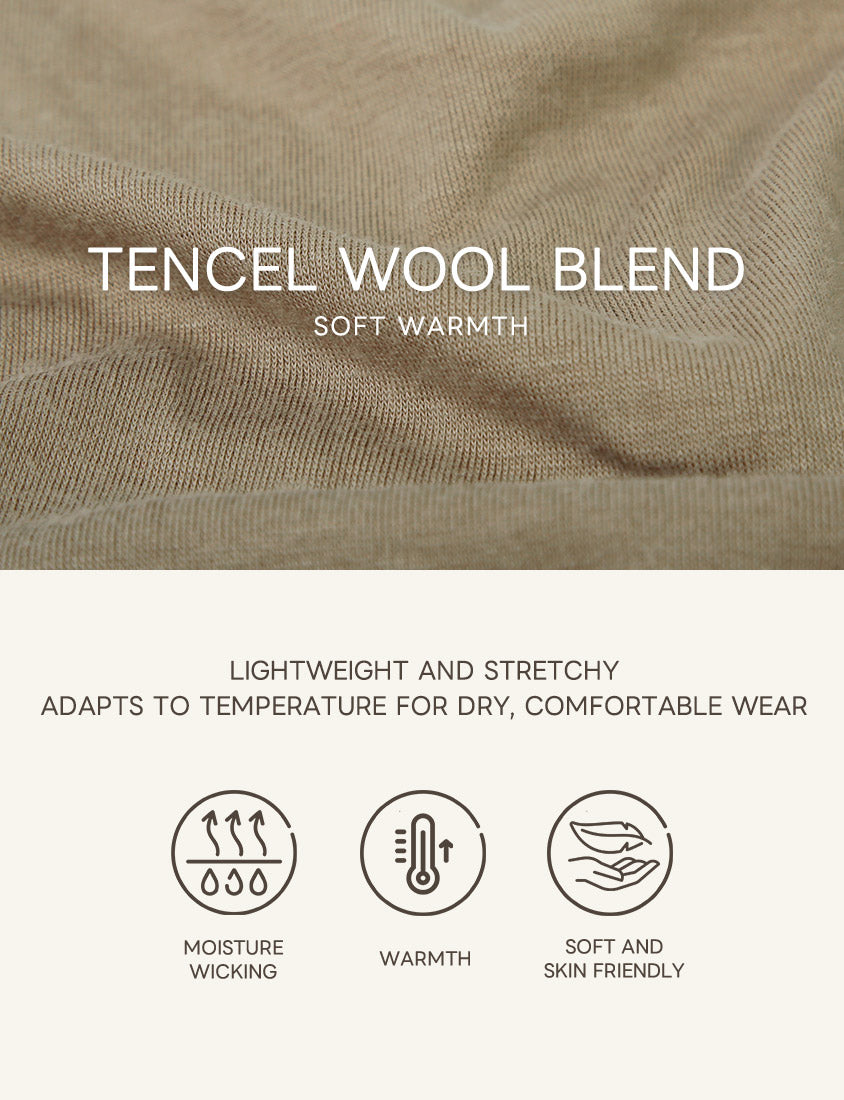 Sheer Tencel Wool Crew Neck Plus Size Long Sleeve Top