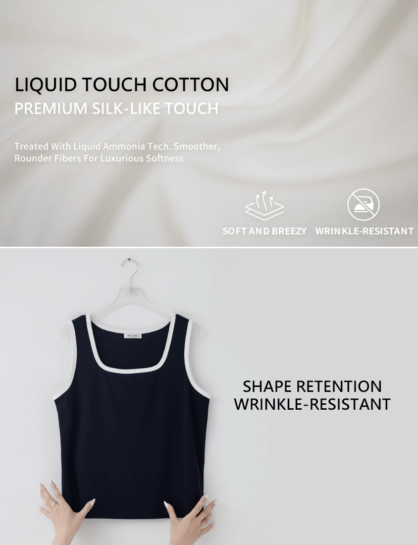 MISS. Basic Contrast Piped Plus Size Square Neck Tank Top