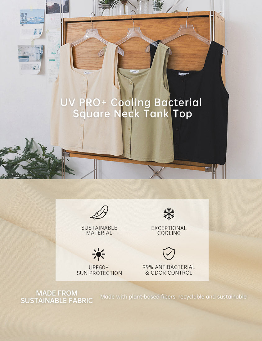 UV PRO+ Cooling Antibacterial Square Neck Plus Size Tank Top