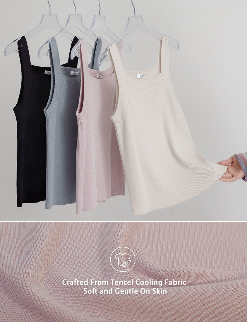 MISS. Ice Silk Lyocell Bra Bulges Support Knit Plus Size Tank Top