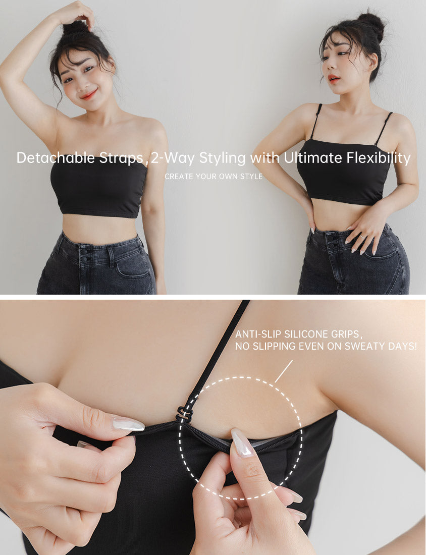 Pobra. Removable Padded Silky Milk Plus Size Bandeau BRATOP