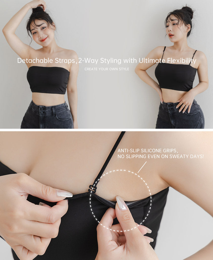 Pobra. Removable Padded Silky Milk Plus Size Bandeau BRATOP