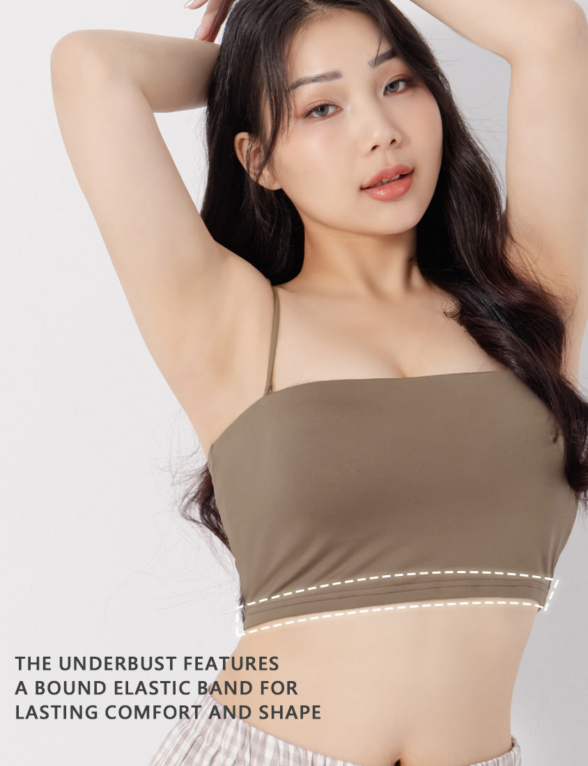 Pobra. Removable Padded Silky Milk Plus Size Bandeau BRATOP