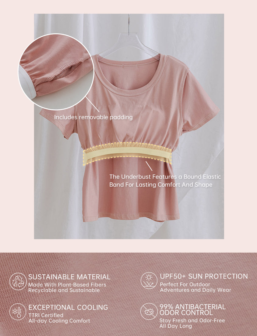 Pobra. UV PRO+ Cooling Antibacterial BRA TEE (with Pads)
