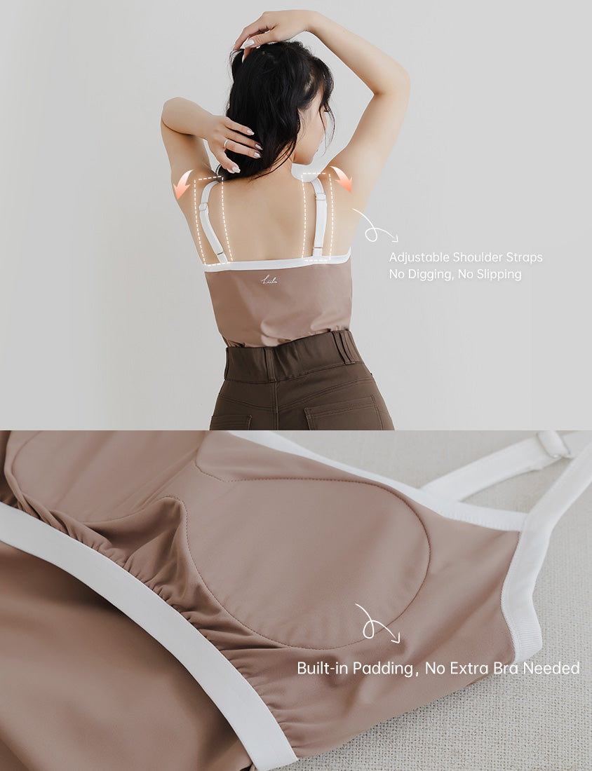 Pobra. COOL PRO+ Contrast Piping Plus Size Padded Tank Top