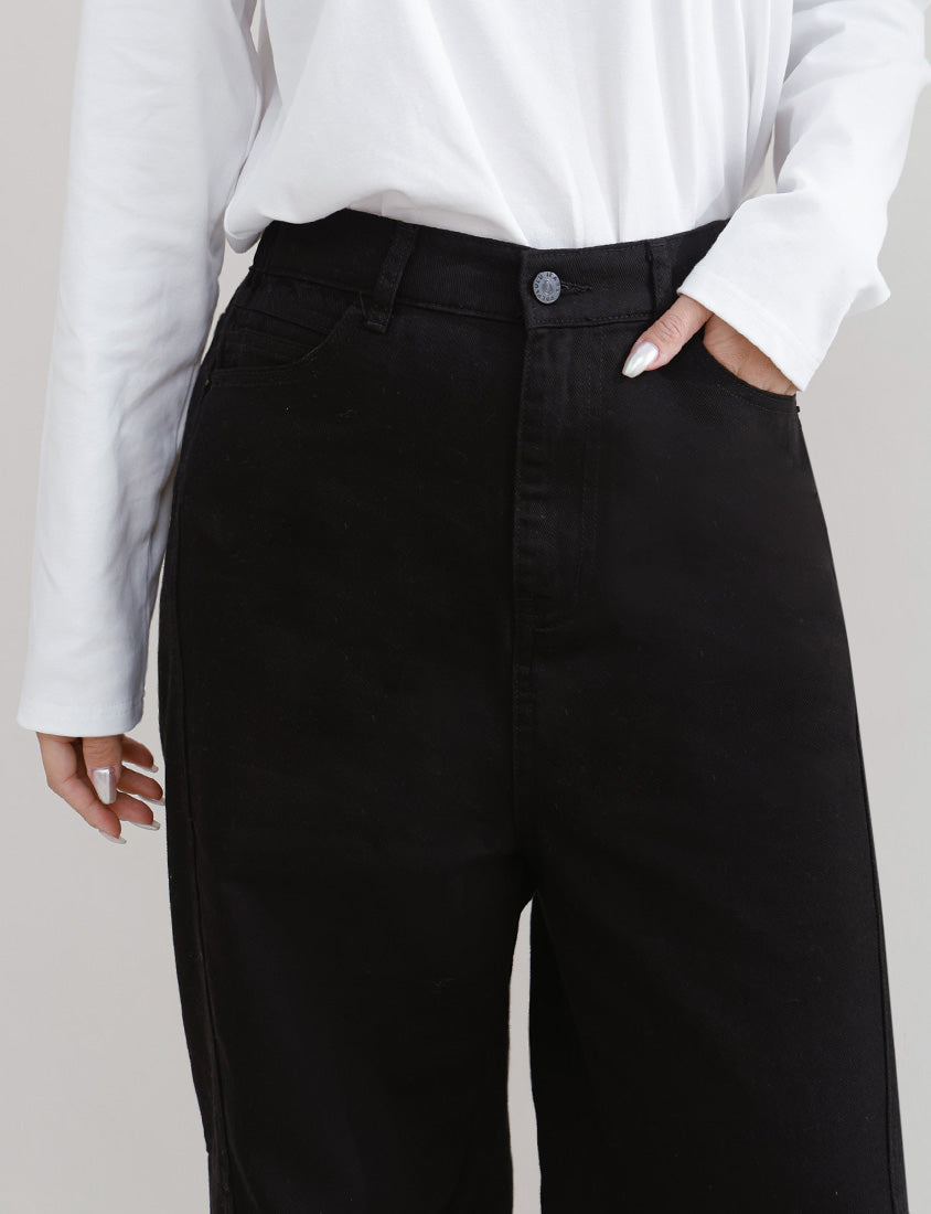 Everyday Versatile Twill Plus Size Straight-Leg Wide Pants