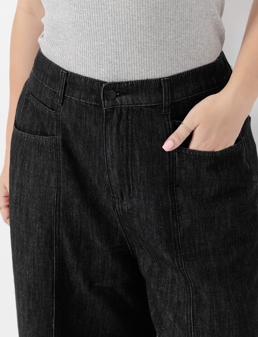 Standard Stitch Detail Plus Size Wide-Leg Jeans