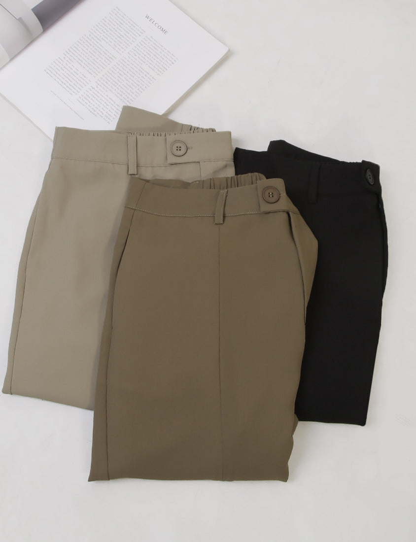 MISS. Silky Cool Slit Slim Fit Plus Size Tailored Pants