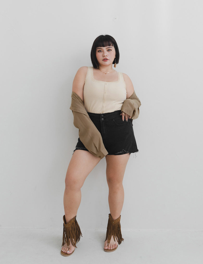 MUA! Sheer Textured Stitch Plus Size Cropped Jacket