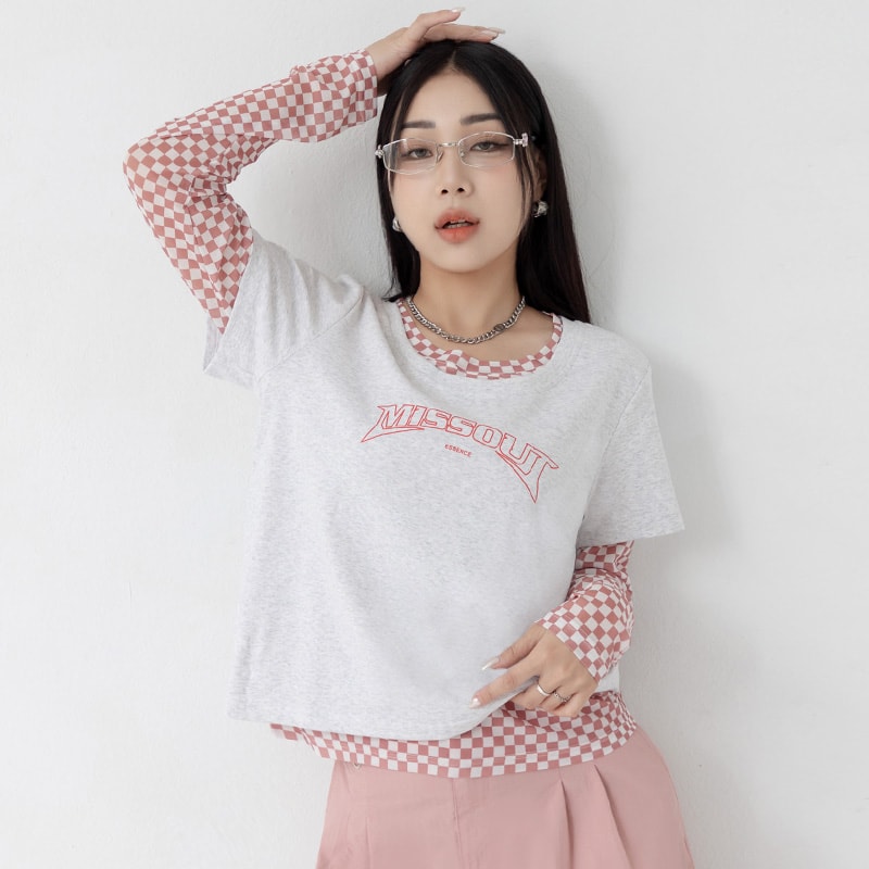 MUA! Colorblock Graphic Crewneck Plus Size Short Sleeve Tee