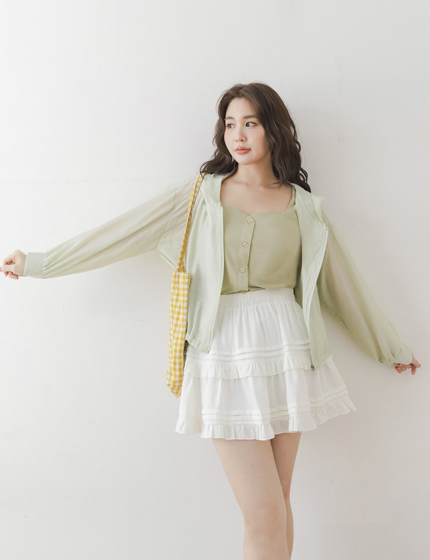 Semi-Sheer Drawstring Hem Hooded Plus Size Jacket
