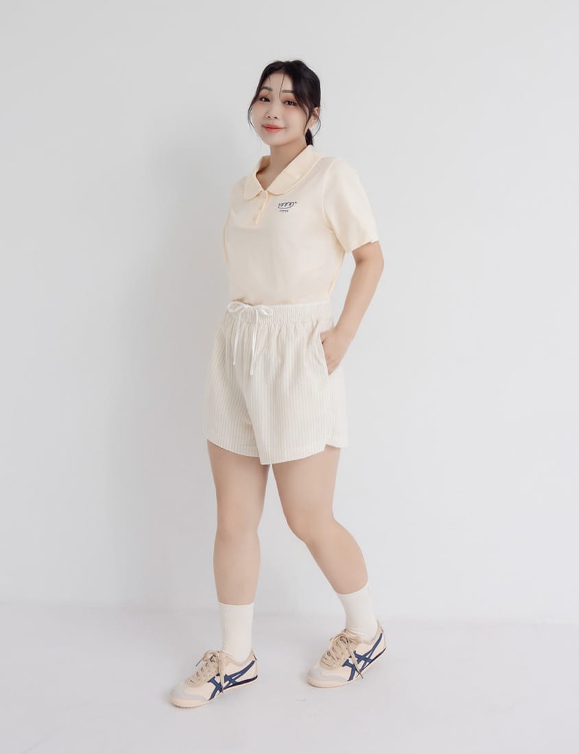 Bubble Stripe Layered-Look Plus Size Shorts