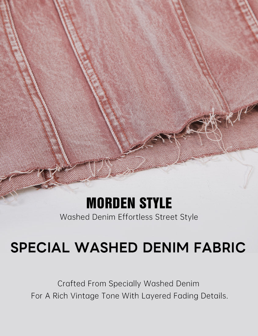 Vintage Washed Elastic Back Waist Plus Size Wide Leg Jeans