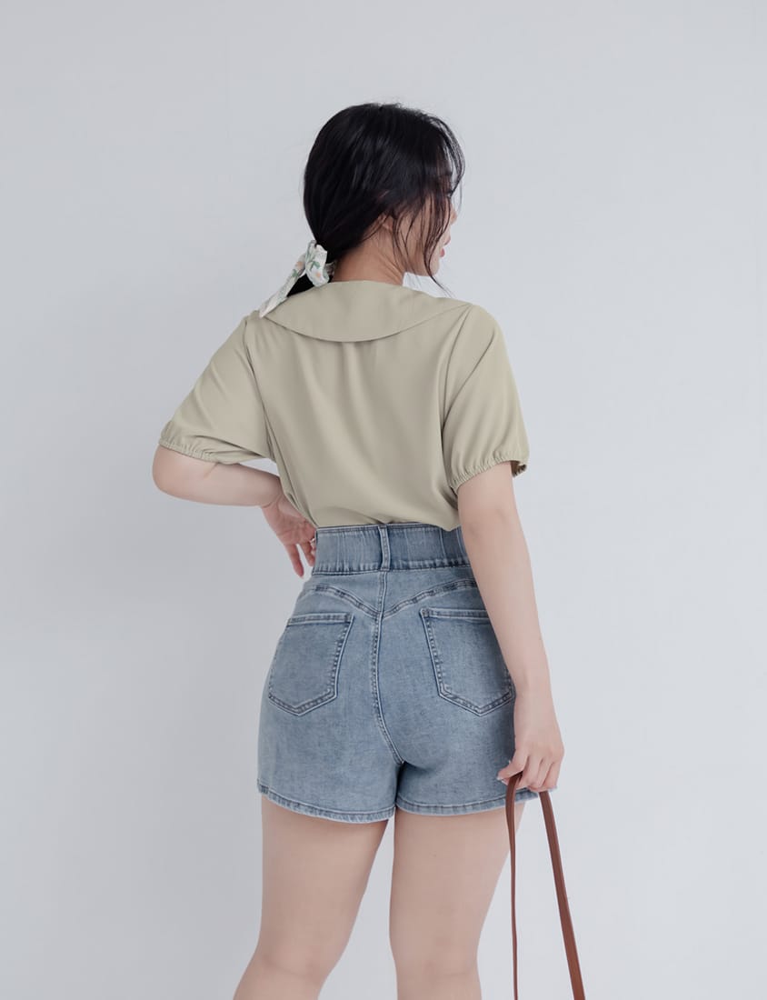 Sweet Front-Tie Oversized Plus Size Collar Blouse