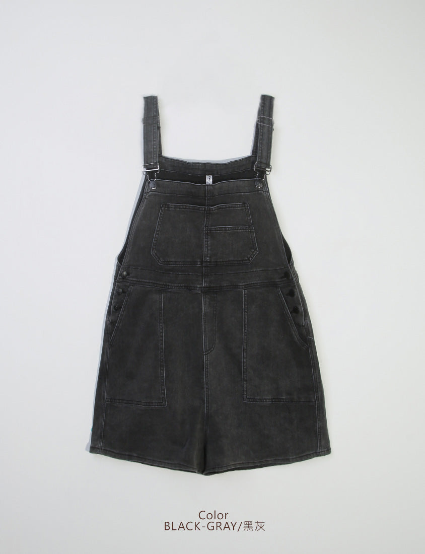 Adjustable Multi-Pocket Denim Plus Size Overalls Shorts