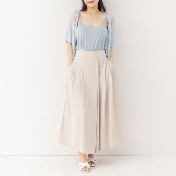 Elegant Pleated Back Elastic Waist Plus Size Chiffon Skort