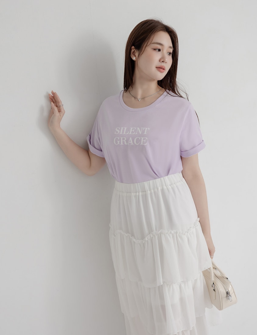 MISS. Basic Graphic Print Plus Size Short Sleeve Tee