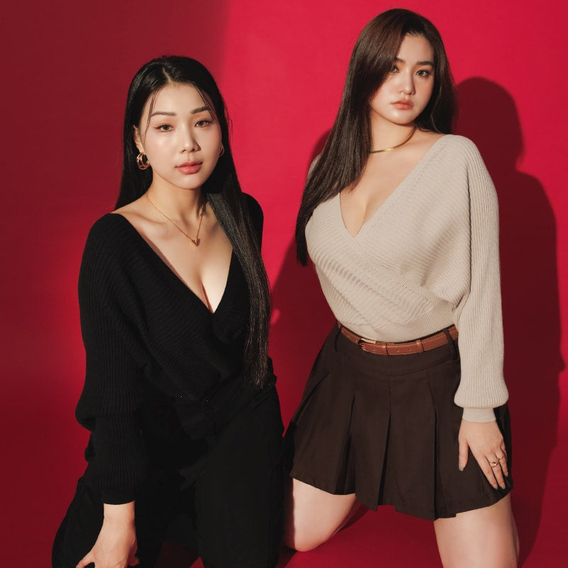 MUA! Sexy Overlap Rib-Knit Plus Size V-Neck Top