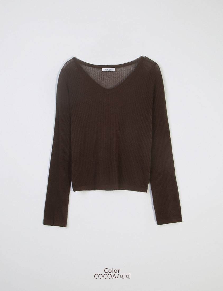 Lyocell Sheer Knit Plus Size Long Sleeve Top