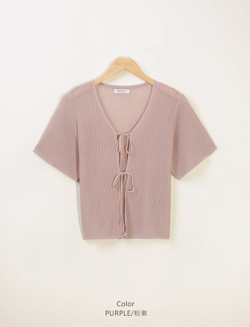 Front Tie Sheer Hollow Plus Size Knit Cardigan