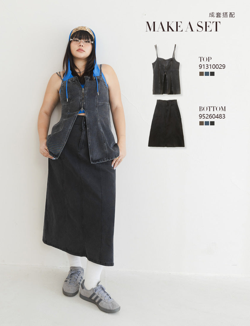 MUA! Distressed Zip-Up Convertible Plus Size Denim Vest