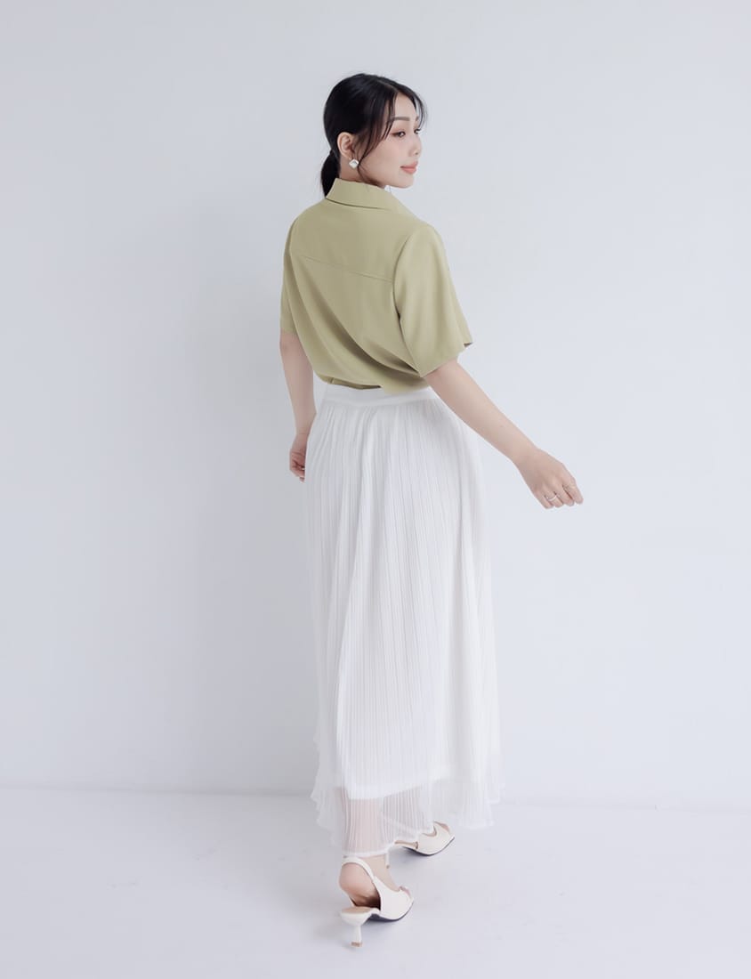 MISS. Drop Shoulder Stitching Double Pocket Plus Size Short Sleeve Shirt