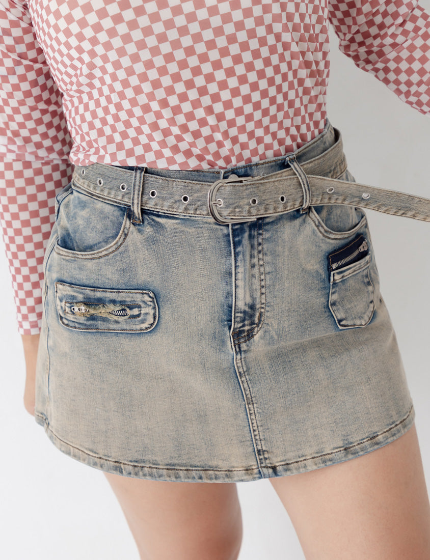 MUA! Washed Plus Size Denim Shorts (with Belt)