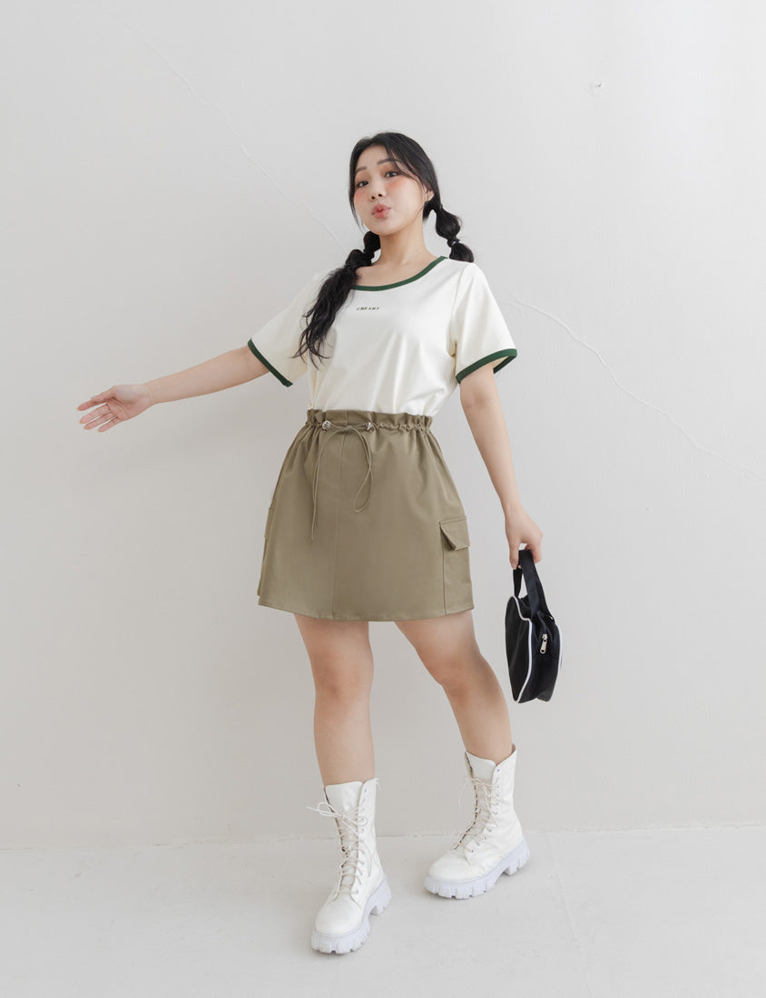CREAMY Embroidered Color-Block Plus Size Tee