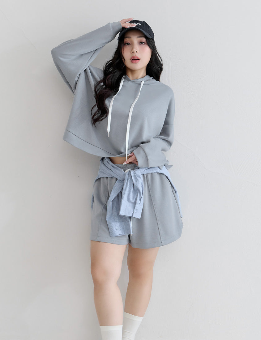 Cloud Cotton Multi-Color Cropped Plus Size Hoodie