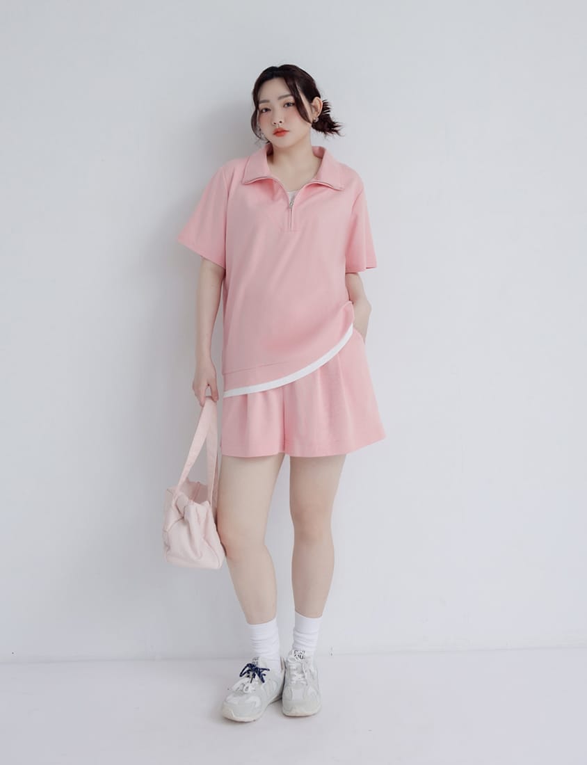 Summer Pleated Back Elastic Waist Plus Size Shorts