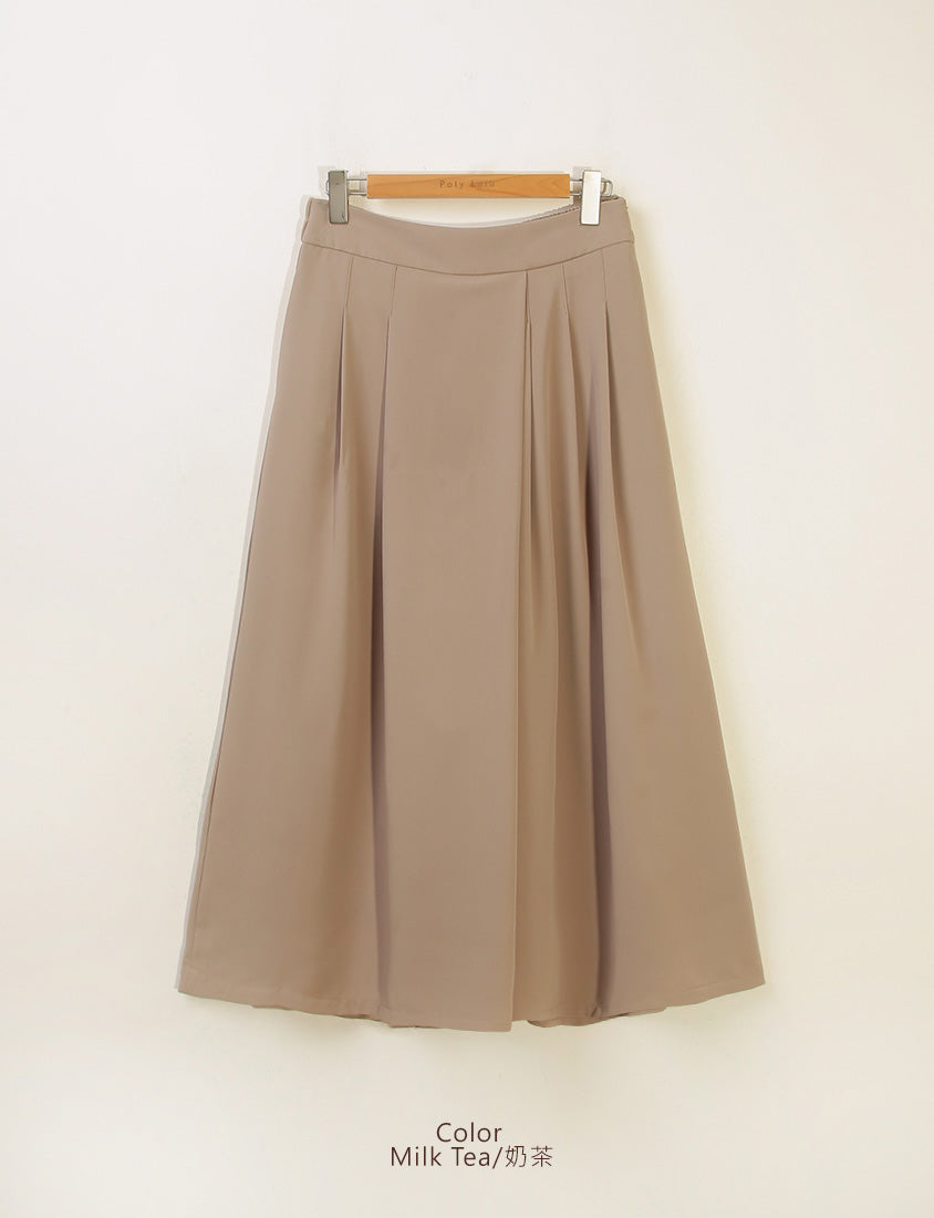 Elegant Pleated Back Elastic Waist Plus Size Chiffon Skort