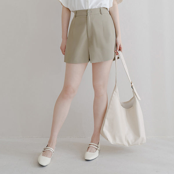 MISS. Elegant Back Elastic Waist Plus Size Tailored Shorts