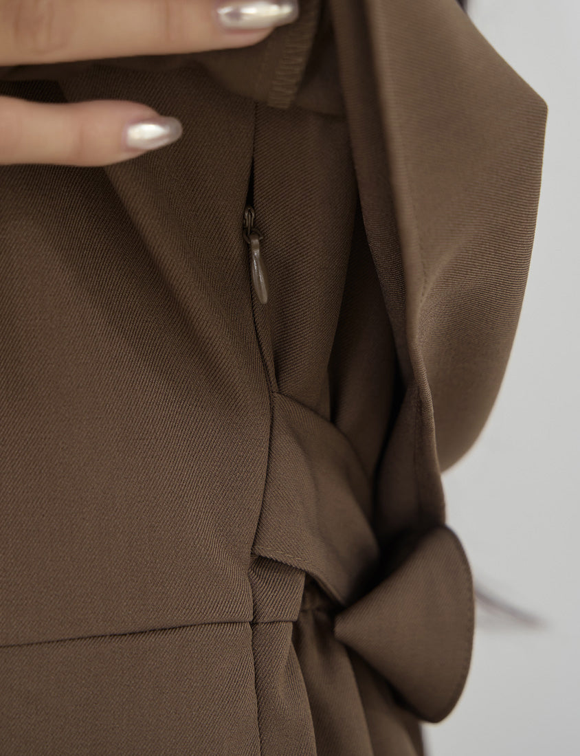 MISS. Contrast Faux Two Piece Waist Tie Plus Size Maxi Dress