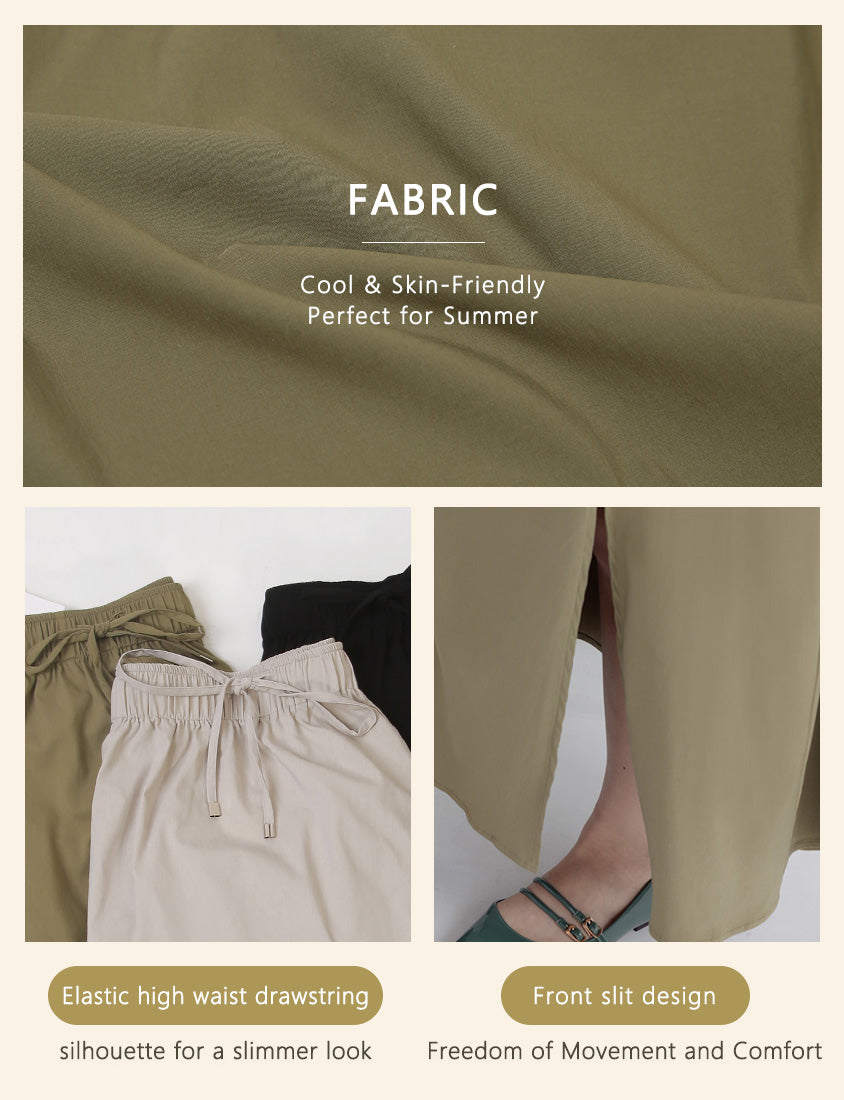Cooling Tech Full Elastic Drawstring Plus Size Maxi Skirt