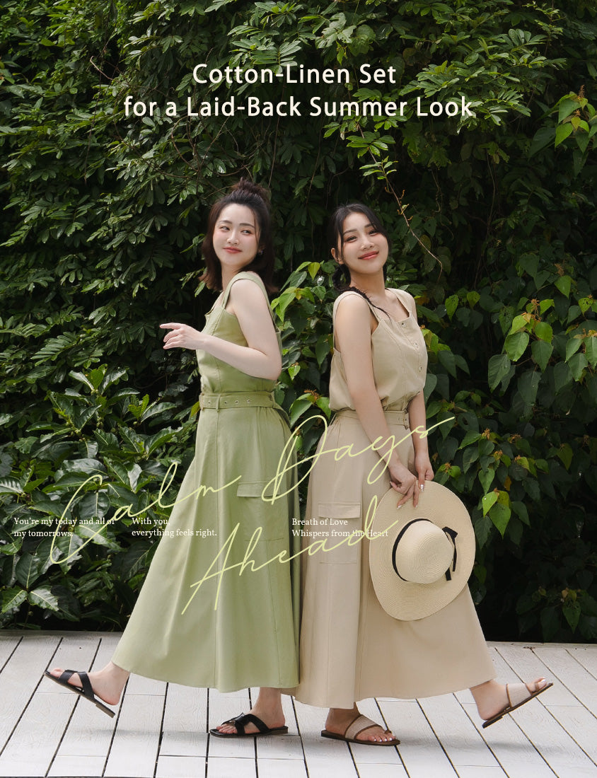 Soft Cotton Linen Stitch A-Line Plus Size Maxi Skirt (with Belt)