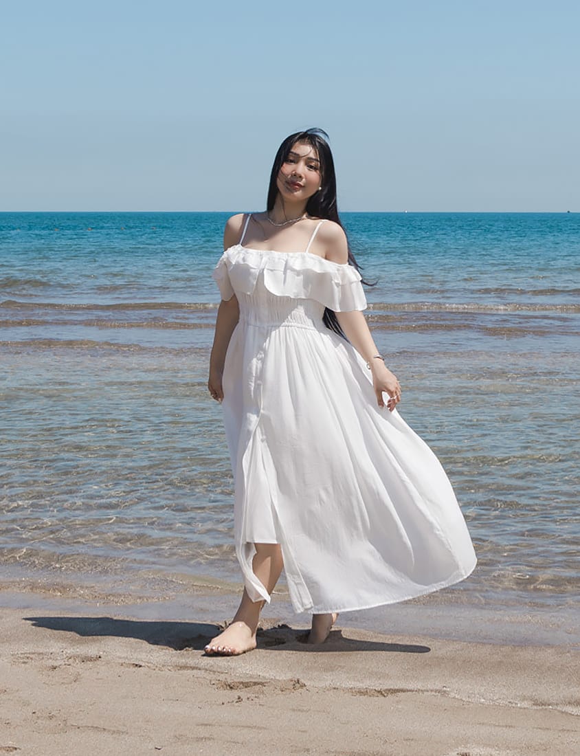 MUA! Ruffle Button Front Plus Size Maxi Dress