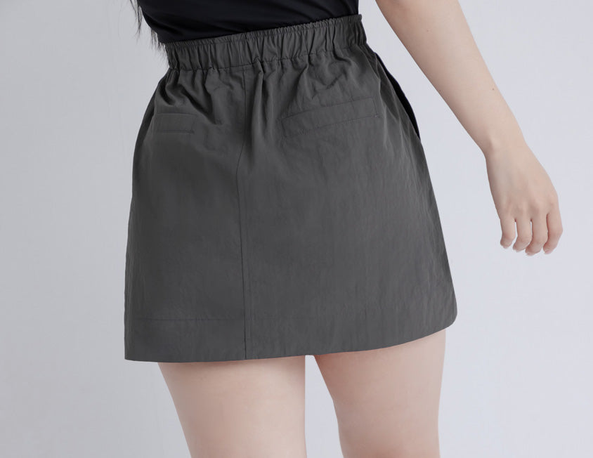 Unique PO’NYO Cargo Elastic Waist Plus Size Short Skirt (with Shorts)