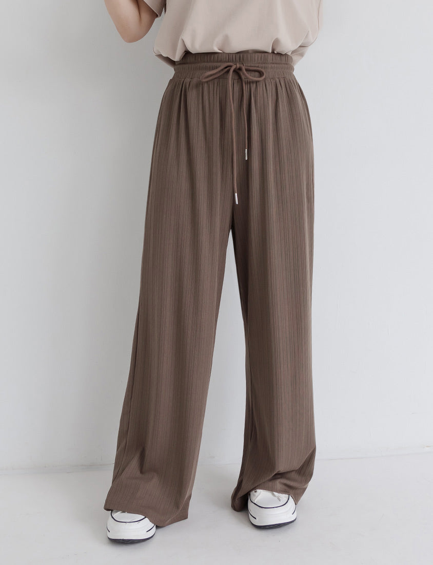 Hip-Contouring Comfy Ribbed Slimming Plus Size Wide Leg Pants