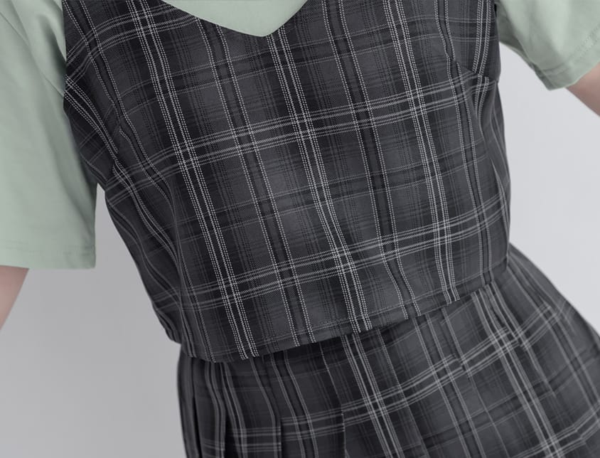 Korean Preppy Adjustable Plaid Plus Size Vest