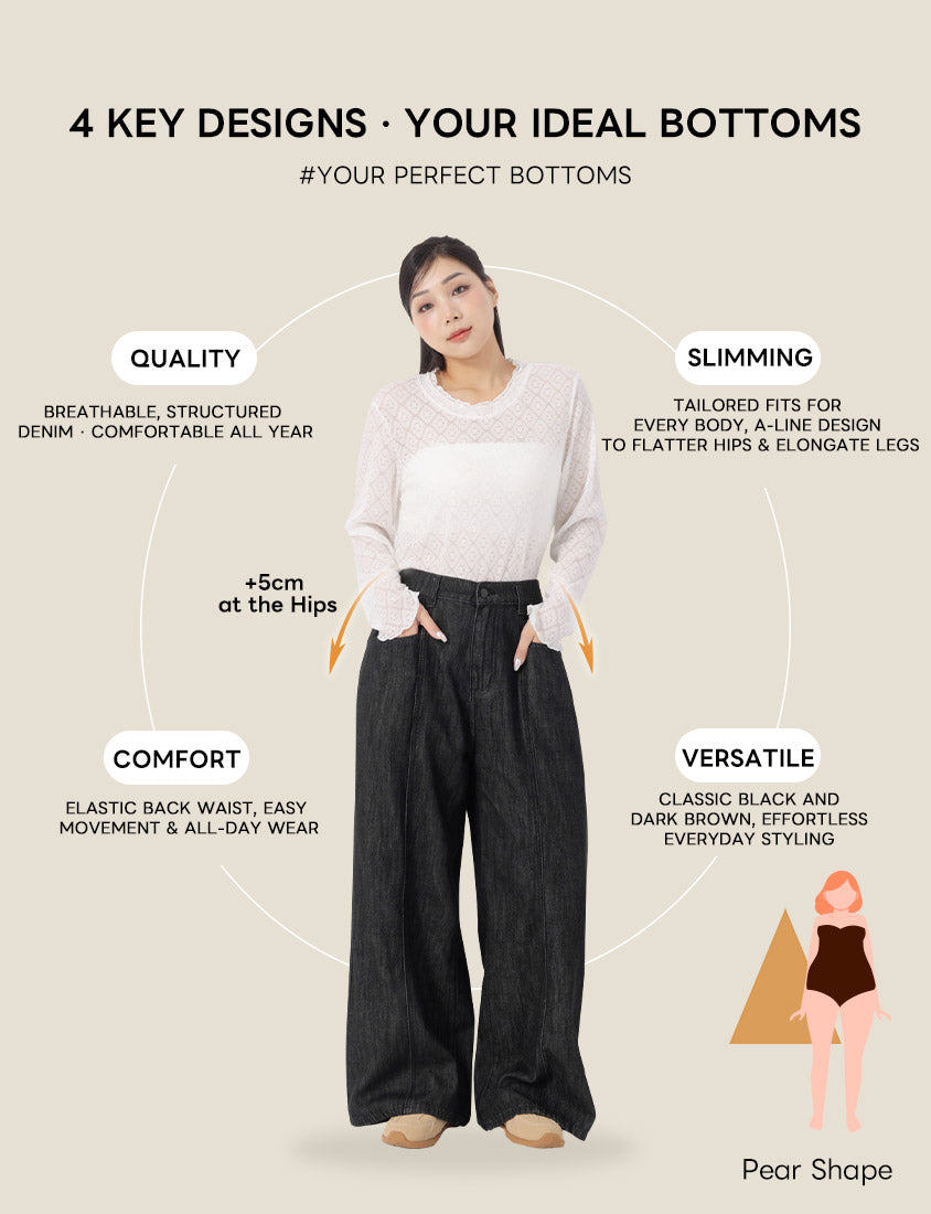 Pear-Shaped Friendly! Seamed Plus Size Wide Leg Jeans