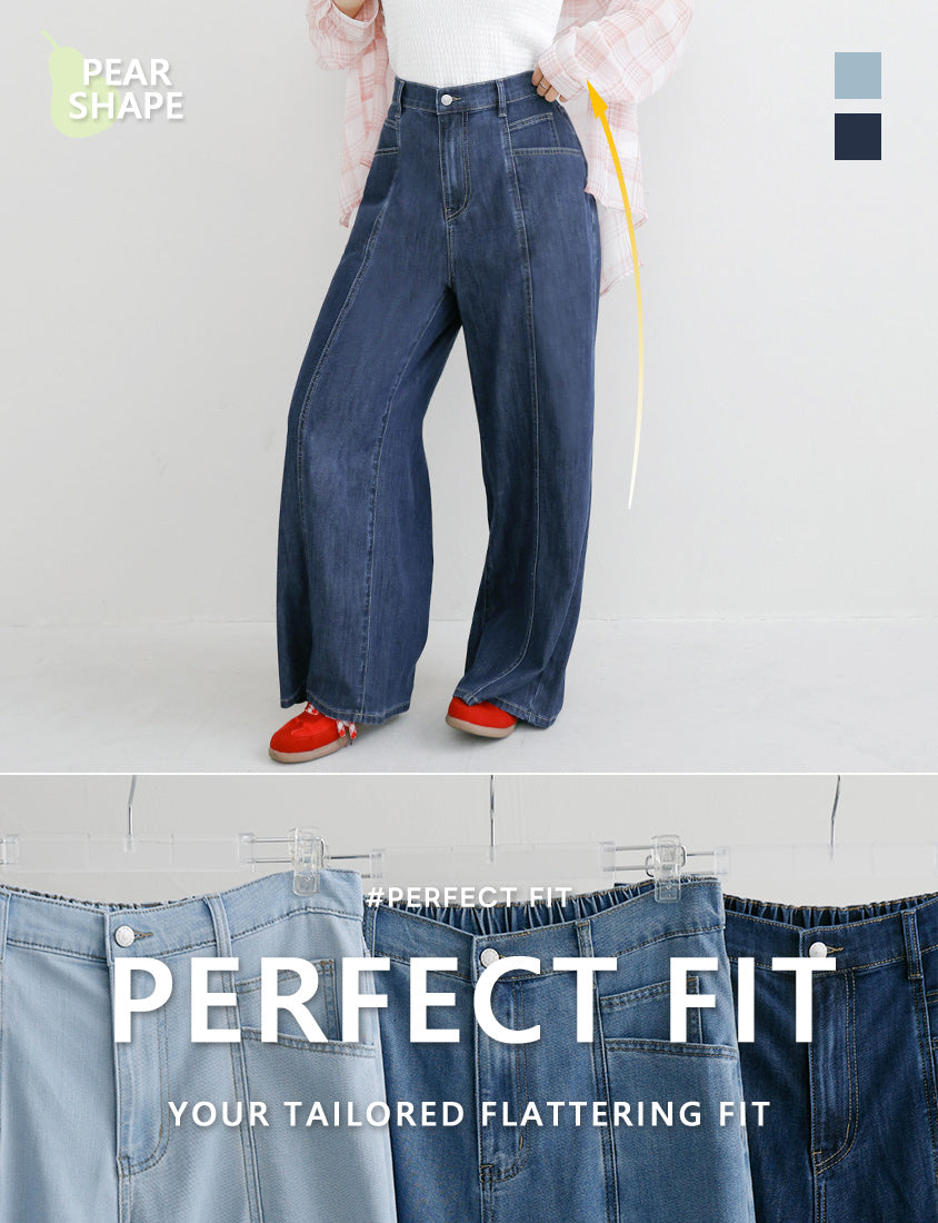 Pear-Shaped Friendly! Seamed Plus Size Wide Leg Jeans