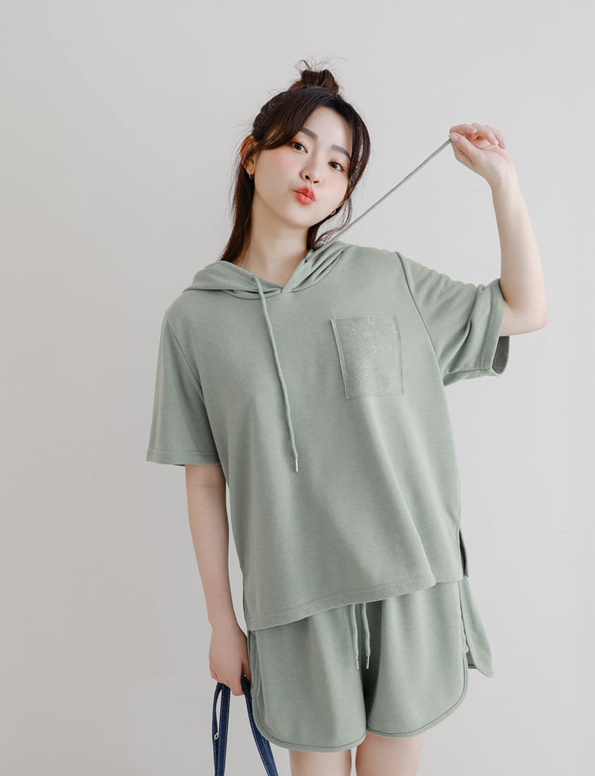 MISS. Casual Slit Drawstring Plus Size Shorts