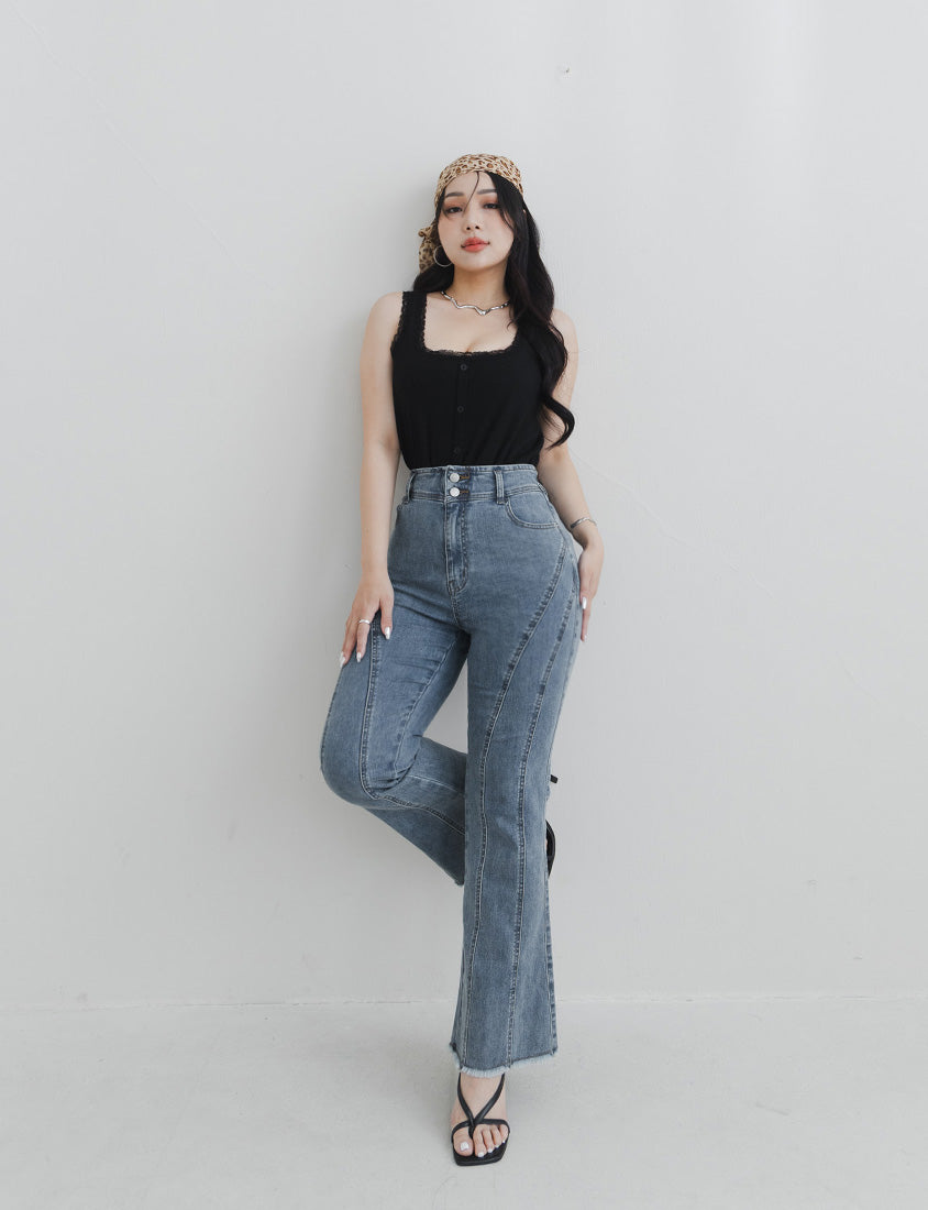 MUA! Ultra Slimming Stitch Stretchy Plus Size Flared Pants