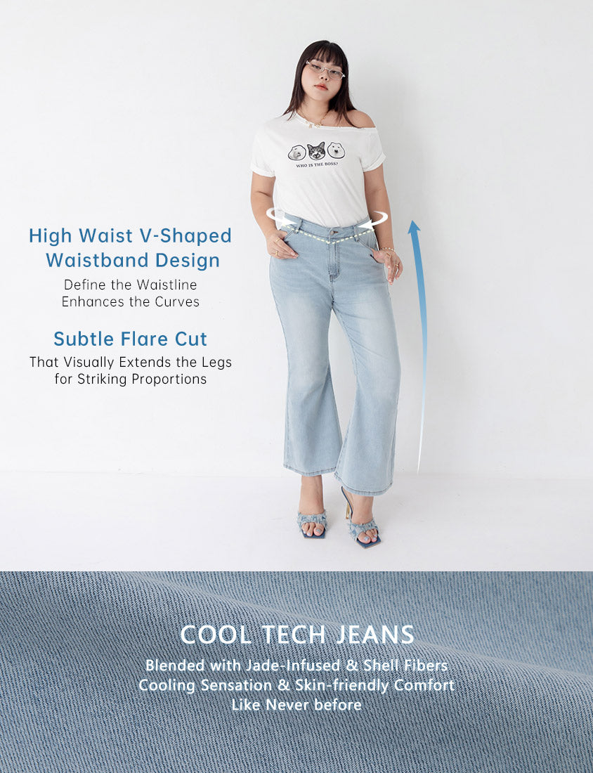 MUA! Cooling Tech V-Cut Plus Size Flare Jeans