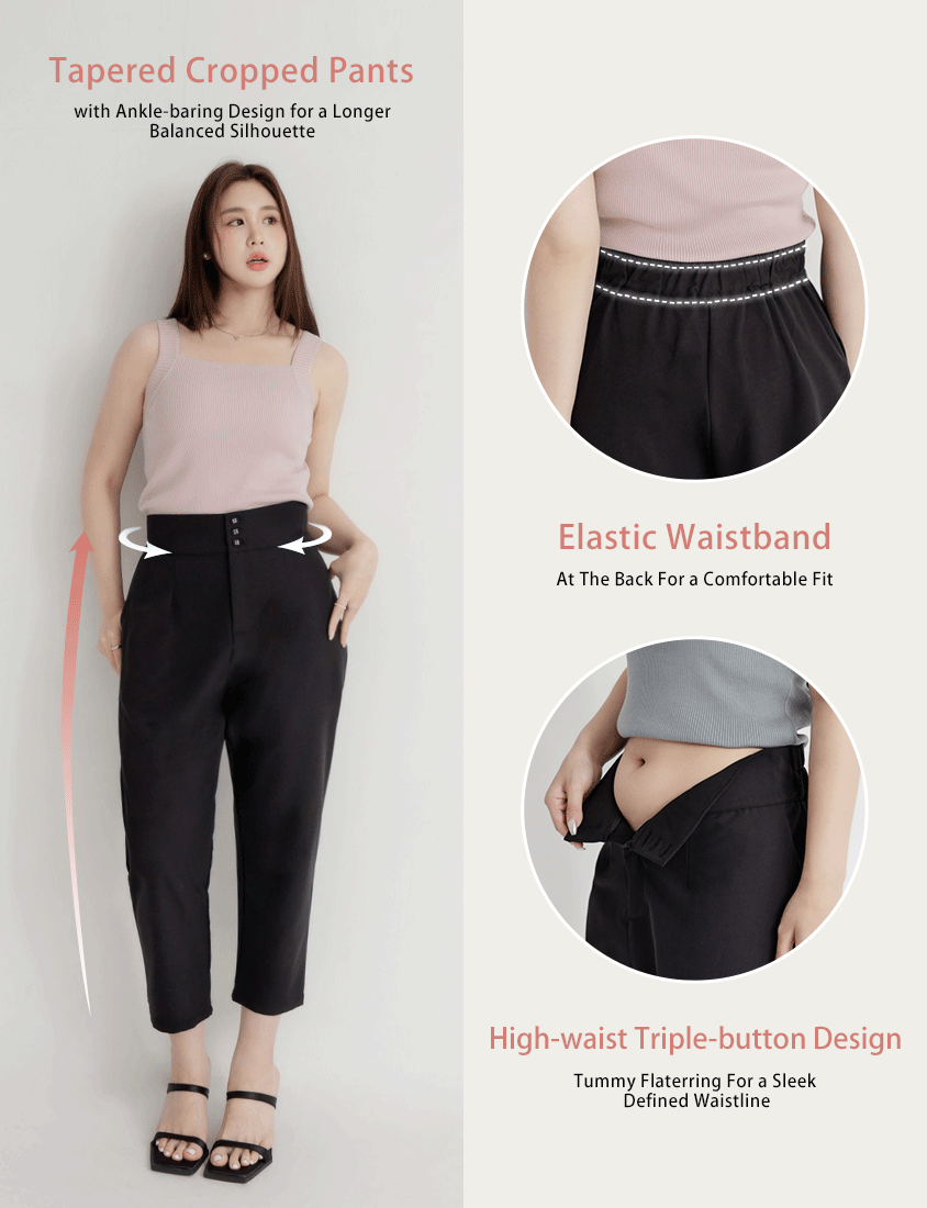 MISS. Standard Fit High Waist Plus Size Trousers