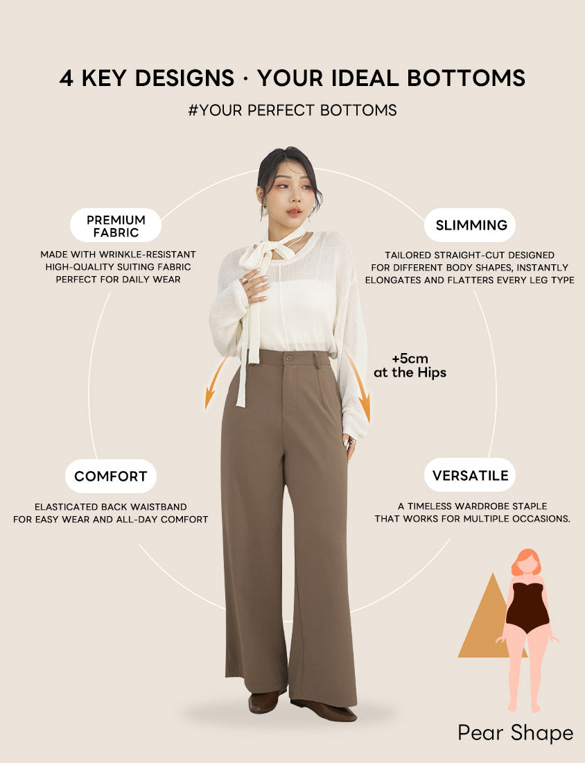 MISS. Pear-Shaped Friendly! Perfect Fit Wrinkle Resistant Straight Cut Trousers