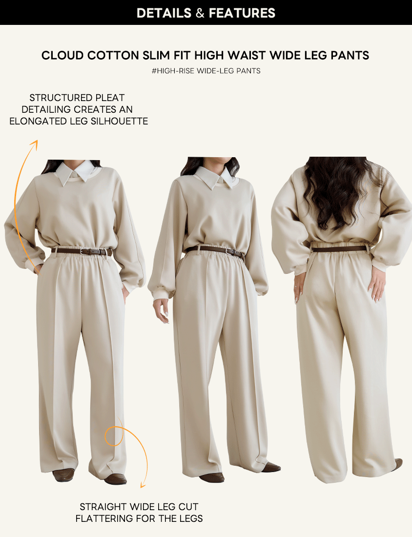 Slimming Cloud Cotton High Waist Plus Size Wide Leg Pants