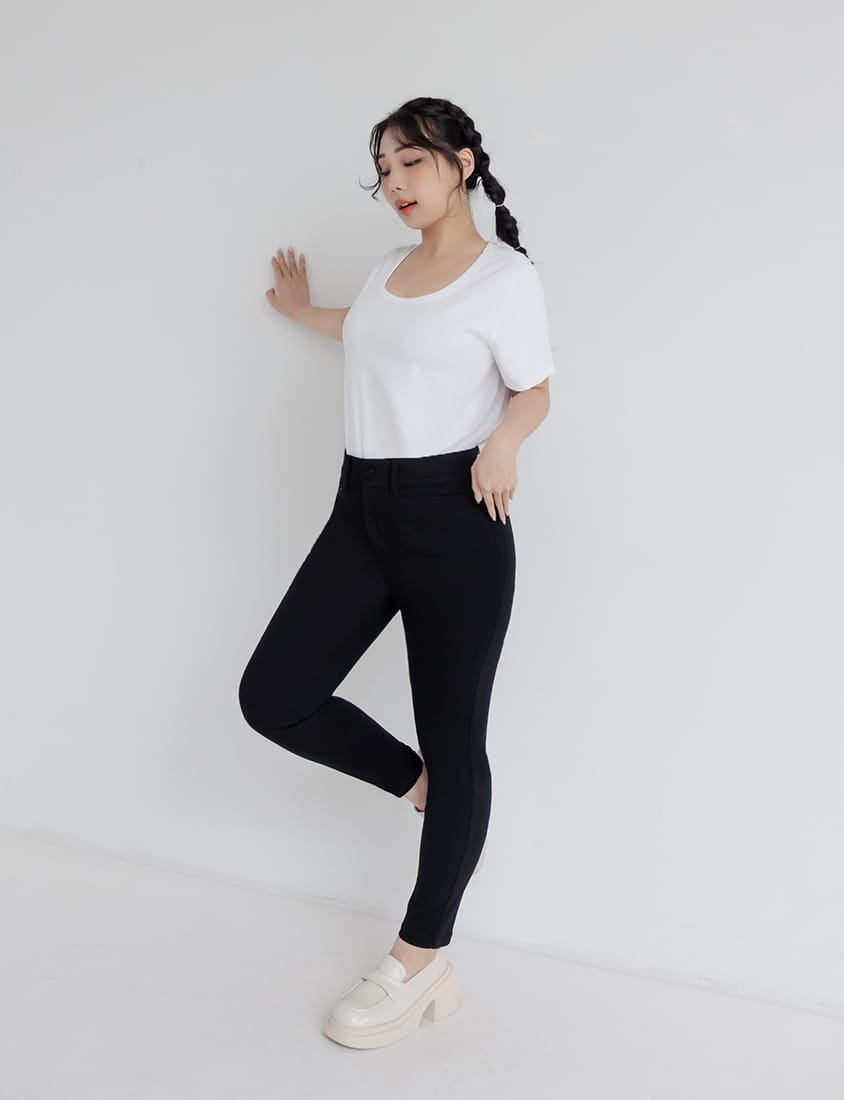 Tummy-Flattering Plus Size Slimming Pants (Single Button)