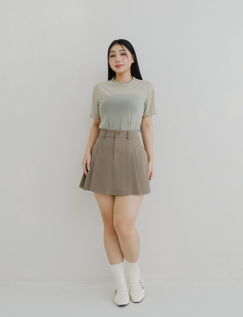 MISS. Sheer Wavy Edge Korean Style Plus Size Short Sleeve Top