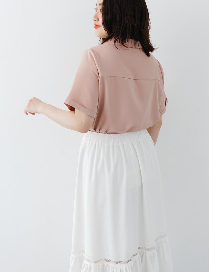 MISS. Wrinkle-Resistant Multicolor Faux Two-Piece Plus Size Top